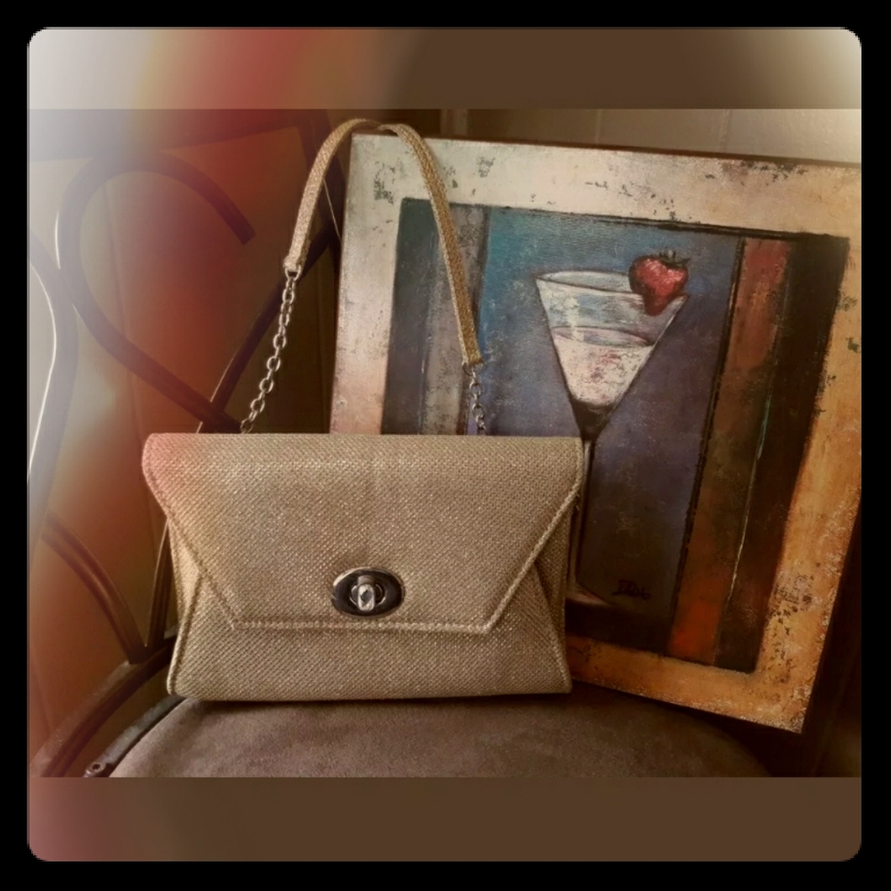 Vintage FIONI Glittery Gold Crossbody Purse